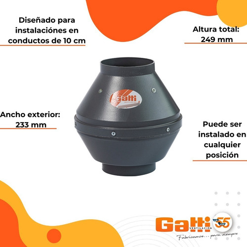 Imagen 4 de 9 de Extractor De Aire Entre Conducto 10 Cm Baño/cocina Gatti Ventilacion