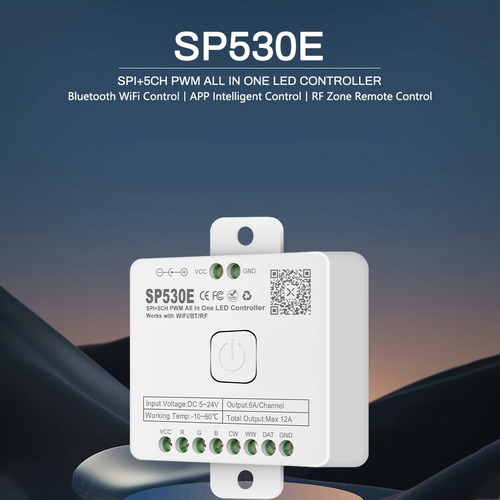 Controlador Led Wifi 12 En 1 Sp530e Pwm Spi, Atenuador De Pí