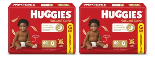 Pañales Huggies Natural Care, L, Pack X 2, 104 Unidades. Grande (g) Sin Género
