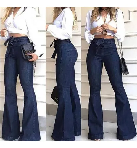 Pantalones acampanados tiro alto hotsell