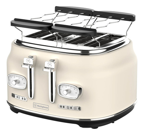 Tostadora Westinghouse Retro Blanca 4 Ranuras Wh-tm1600-01 Blanco