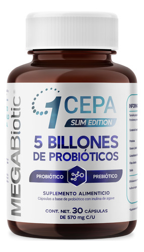 Probióticos y prebióticos 1 cepa 5 billones 30caps Megabiotic