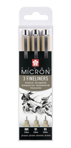 Pigma Micron Estuche De 3  Fineliner Negros 005-01-03