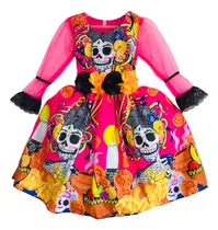Comprar Vestido Disfraz Catrina Halloween 2 Noviembre Día De Muertos Calaveras Calavera  Ofrenda De Día De Muertos Con Manga