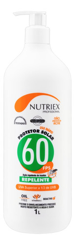 Protetor solar Nutriex Profissional FPS 60 Ação Repelente em creme 1 unidade de 1 L