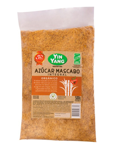 Azúcar Mascabo Integral Organico Yin Yang 500 G