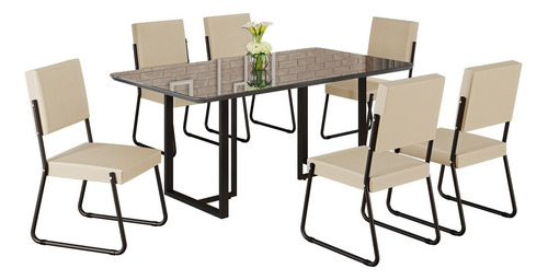 Conjunto Sala De Jantar Mesa 160x90cm Base Lunna Tampo Dg
