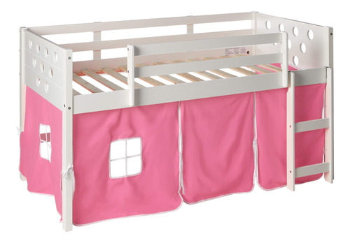 Donco Kids Cama Cucheta Individual Blanca, Con Circulos, Baj