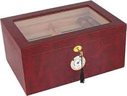 Caja Humidor Madera Y Tapa Cristal 100 Puros Habanos