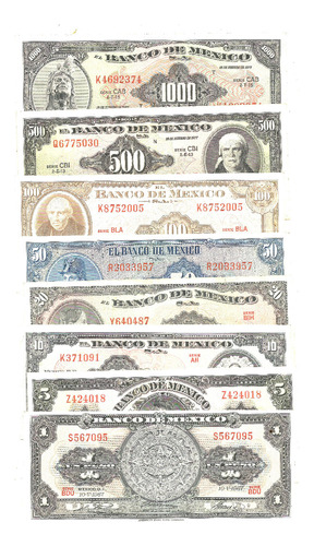 Billetes An Tiguos Serie Parcial De Uno  A Mil