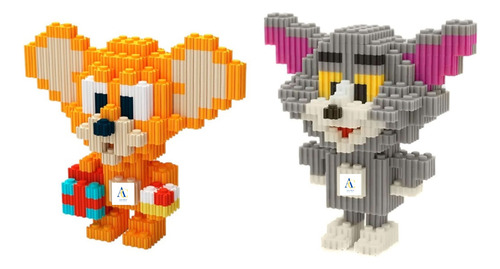 Duo Mini Bloques Armables 3d Figuras De Acción Tom Y Jerry