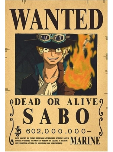 Anime Wanted Cuadro 29x19 Mdf One Piece Sabo 602.000.000