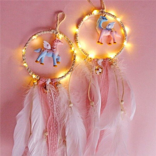 Atrapasueños De Unicornio Con Luces Led