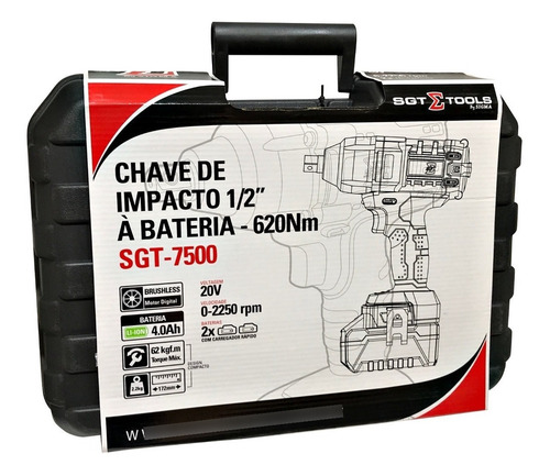 Imagem 10 de 10 de Chave De Impacto 1/2 À Bateria 620nm Com Duas Baterias