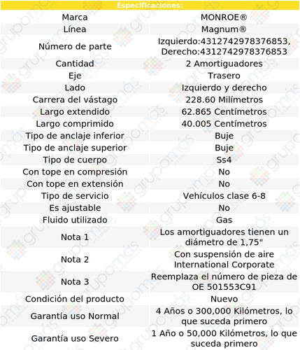 2 Amortiguadores Magnum Tra International 9400 90-99