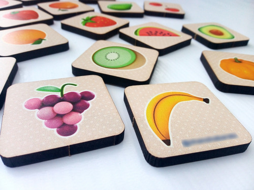 Fichas En Madera De Frutas Y Verduras, Con Imán