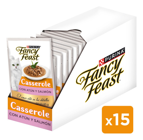 Pack X15 Alimento Fancy Feast Casserole Atún Salmón 85g
