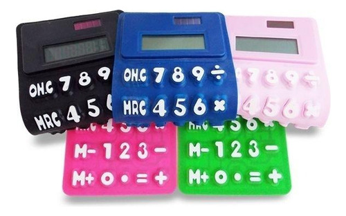 Calculadora Flexível De Silicone 8 Dígitos Solar E Bateria Cor Rosa-chiclete