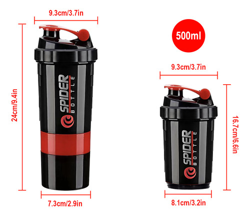 Naiwant® Vaso Mezclador Multifuncional Para Deportes Fitness Color Rojo 500 Ml Adecuada Para Acampar Al Aire Libre, Senderismo, Montañismo,oficina, Fitness