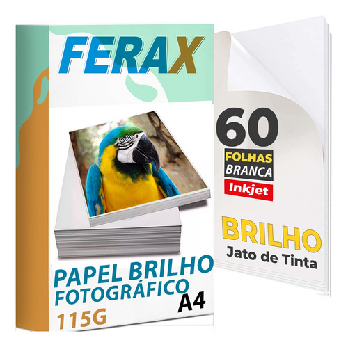 60 Folhas Papel Fotográfico Adesivo 115g Glossy