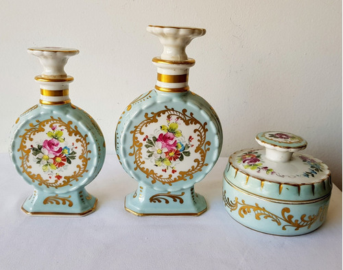 Antiguo Juego De Tocador Porcelana Francesa Pintado A Mano