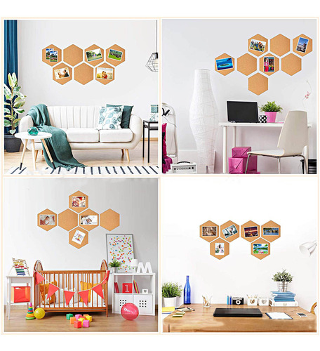 Tablero De Mensajes Hexagonal De Corcho, Foto, Adhesivo Para
