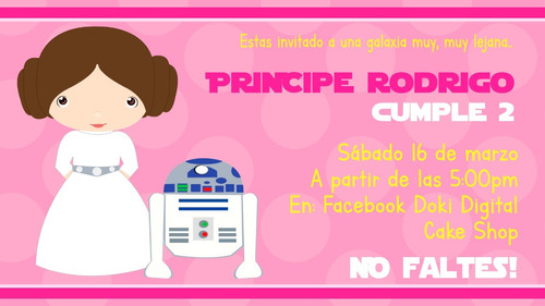 Invitacion Digital Imprimible De Star Wars Niña