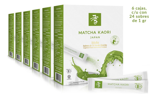 Matcha Kaori Premium Sticks - Paquete De 6 Cajas (144gr)