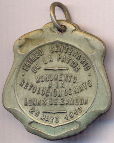 Medalla Lomas De Zamora Ba Centenario Mayo 1910 Patria
