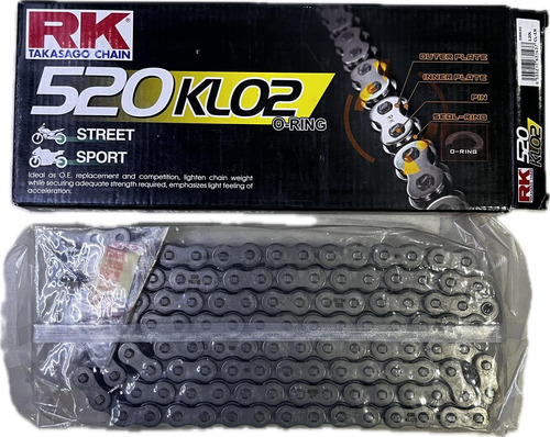 Cadena Transmision Moto Rk Cadena 520 Klo2-120l Oring       