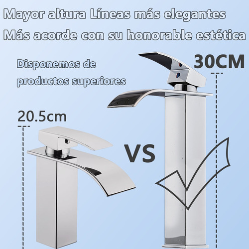 Grifo Mezclador Baño Llave Monomando Para Lavabo De Baño30cm Plateado Cromo Plata