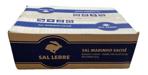 Sal Refinado Lebre Caixa 800g 1000 Unidades