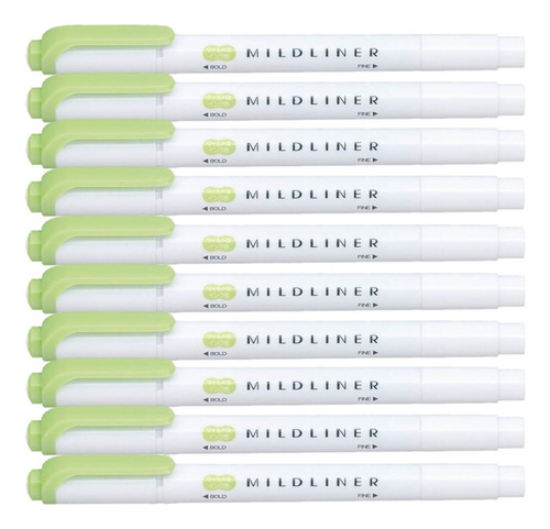 Rotuladores Zebra Mildliner, Verde Suave (wkt7-mg) X10