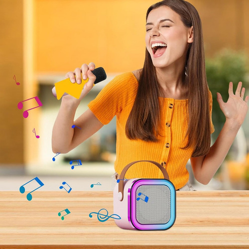 Altavoz Portátil Karaoke Con Luces Coloridas Y Micrófono
