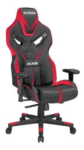 Cadeira de escritório Mymax MX8 gamer  preta e vermelha com estofado em tecido sintético