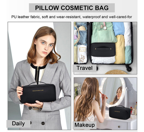 Cosmetiquera Neceser Estuches De Maquillaje Bolsa Viaje Color Negro