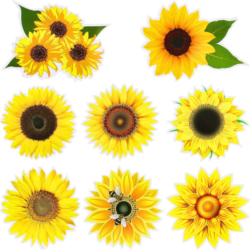 8 Pegatinas De Girasol De Vinilo Impermeable Coche, Por...