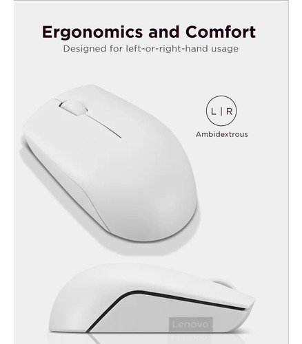 Wireless Mouse Lenovo 300 For Pc Laptop W/ Windows 2.4ghz