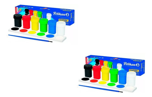Pintura Témpera Escolar Pelikan 12 Colores De 25 Ml + Godete