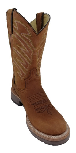 Imagen 2 de 4 de Bota Vaquera Rodeo Oval Hombre Marca Justin Kansas Tabaco