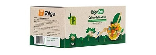 Colher Descartável De Madeira Biodegradável Talge C/ 100unid