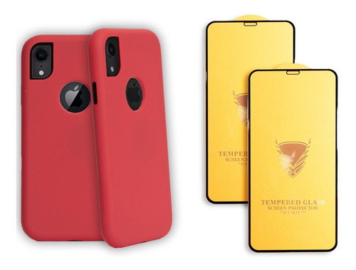 Funda Case Uso Rudo Para iPhone +2 Micas Protectoras Premium
