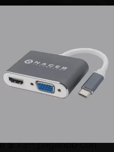 Naceb, Adaptador Usb C A Hdmi Y Vga 2 En 1 