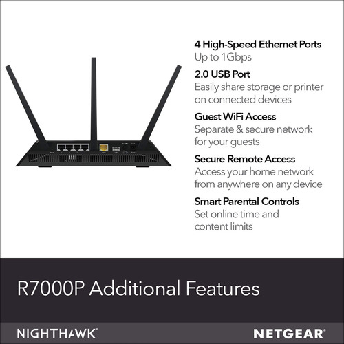 Router Wifi Nighthawk R7000p Ac2300, 2300 Mbps, 4 Puertos Et