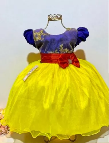 Vestido Infantil Branca De Neve Bebê Princesa Festa De