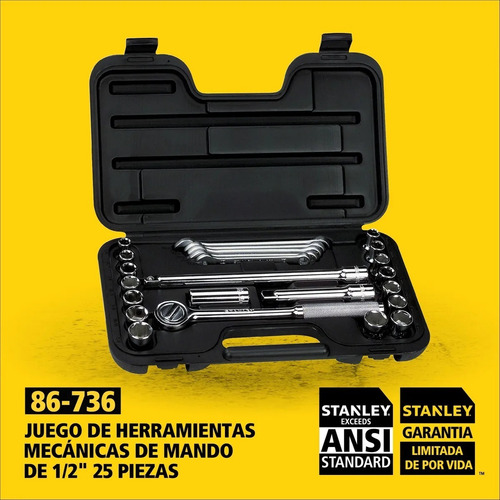 Imagen 2 de 8 de Juego Kit De Tubos Y Llaves 25 Pzas Cricket Stanley 86-736