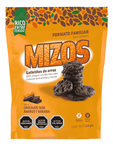 Mizos Galletas De Arroz Chocolate Naranja Sin Gluten 150 G