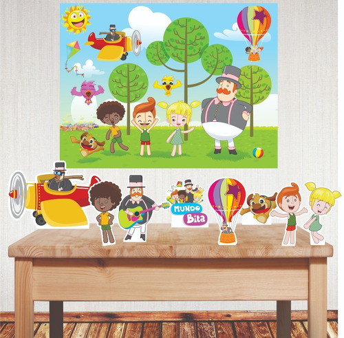 Kit Festa Com Displays E Painel Decorativo Mundo Bita
