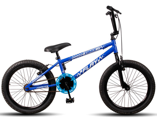 Bicicleta Aro 20 BMX Infantil Flay Aro Aero Freio V-Brake Menino 6, 7, 8, 9, 10 anos Cor Azul-escuro