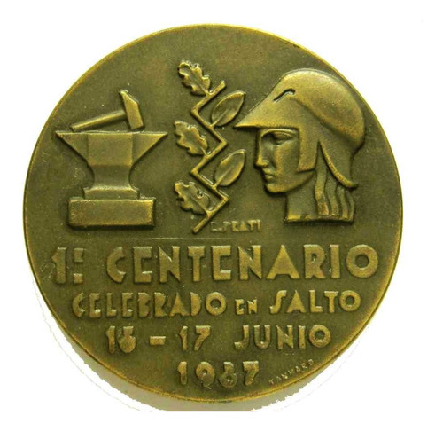 Medalla Centenario De Salto 1837 1937 Firmada Edmundo Prati.
